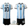 Officiële Voetbalshirt + Korte Broek Argentinië Lionel Messi 10 Thuis WK 2022 - Kids